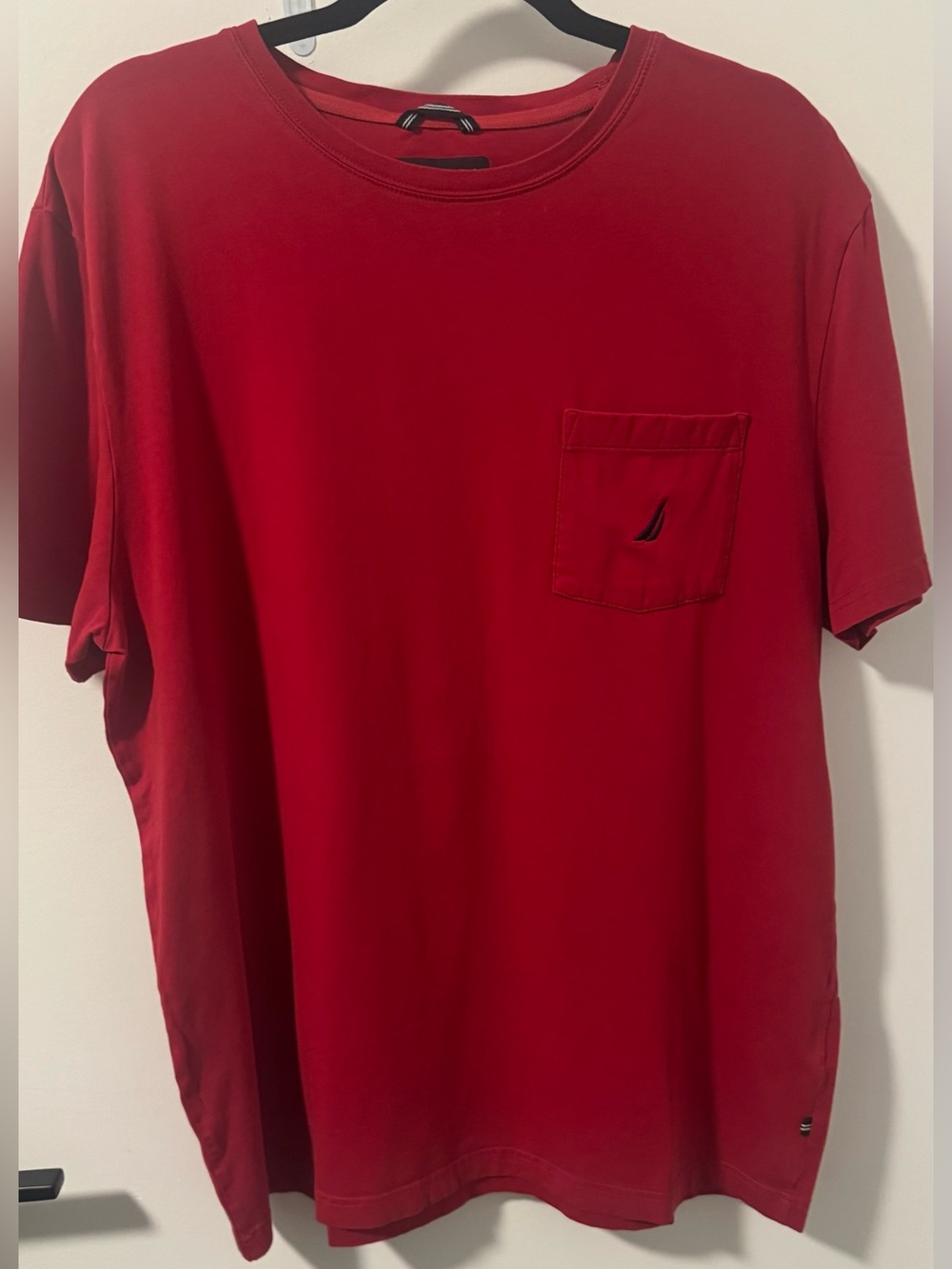 Nautica Performance Pocket Logo Tee Shirt Sz XL Red Stretch Cotton